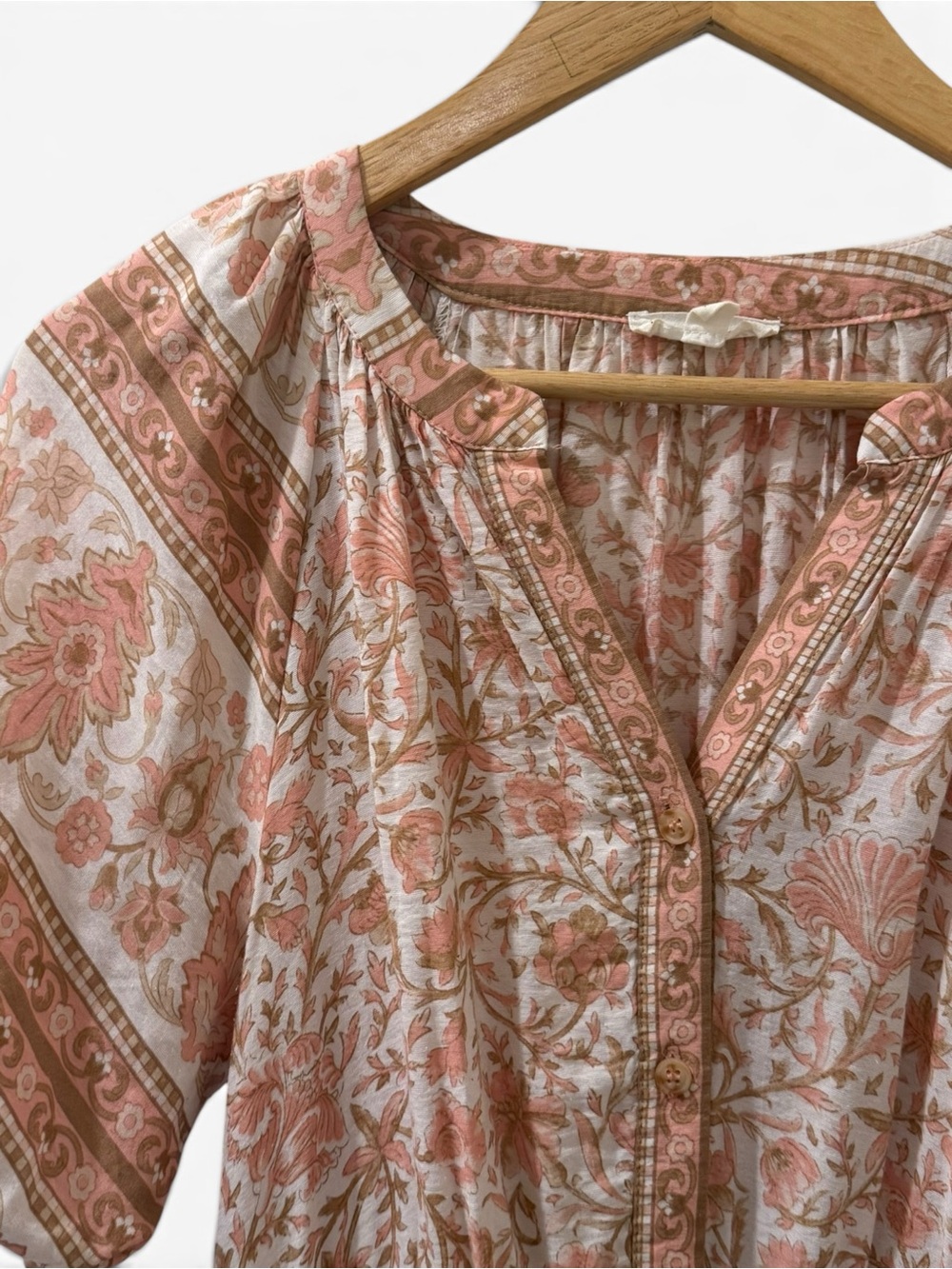 By the River Floral Maxi Dress Button-Front Drawstring L Prairie Western Boho - Picture 3 of 7